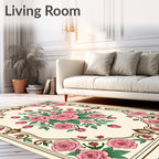 Pink Rose Floral Motif Rug