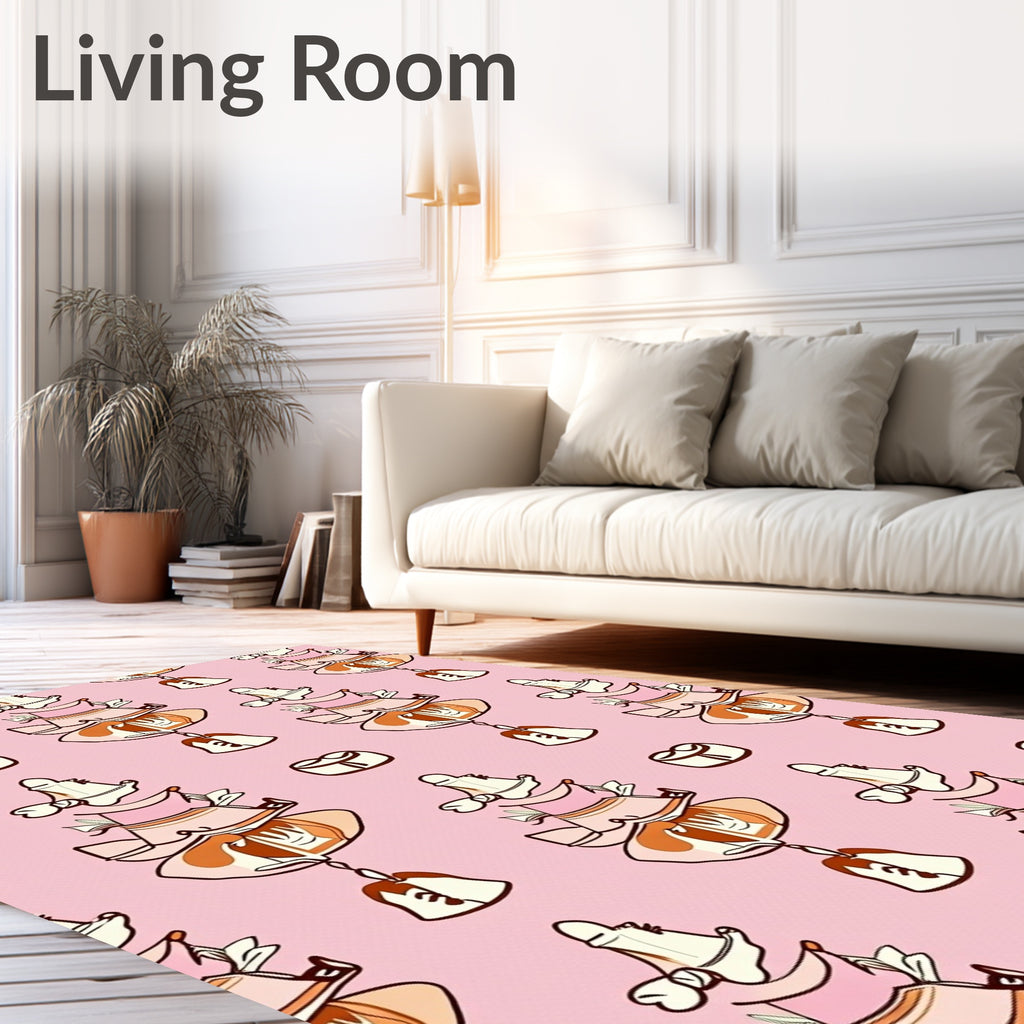 Pink Layered Doll Arrangement Rug
