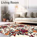 Rich Burgundy Floral Pattern Rug