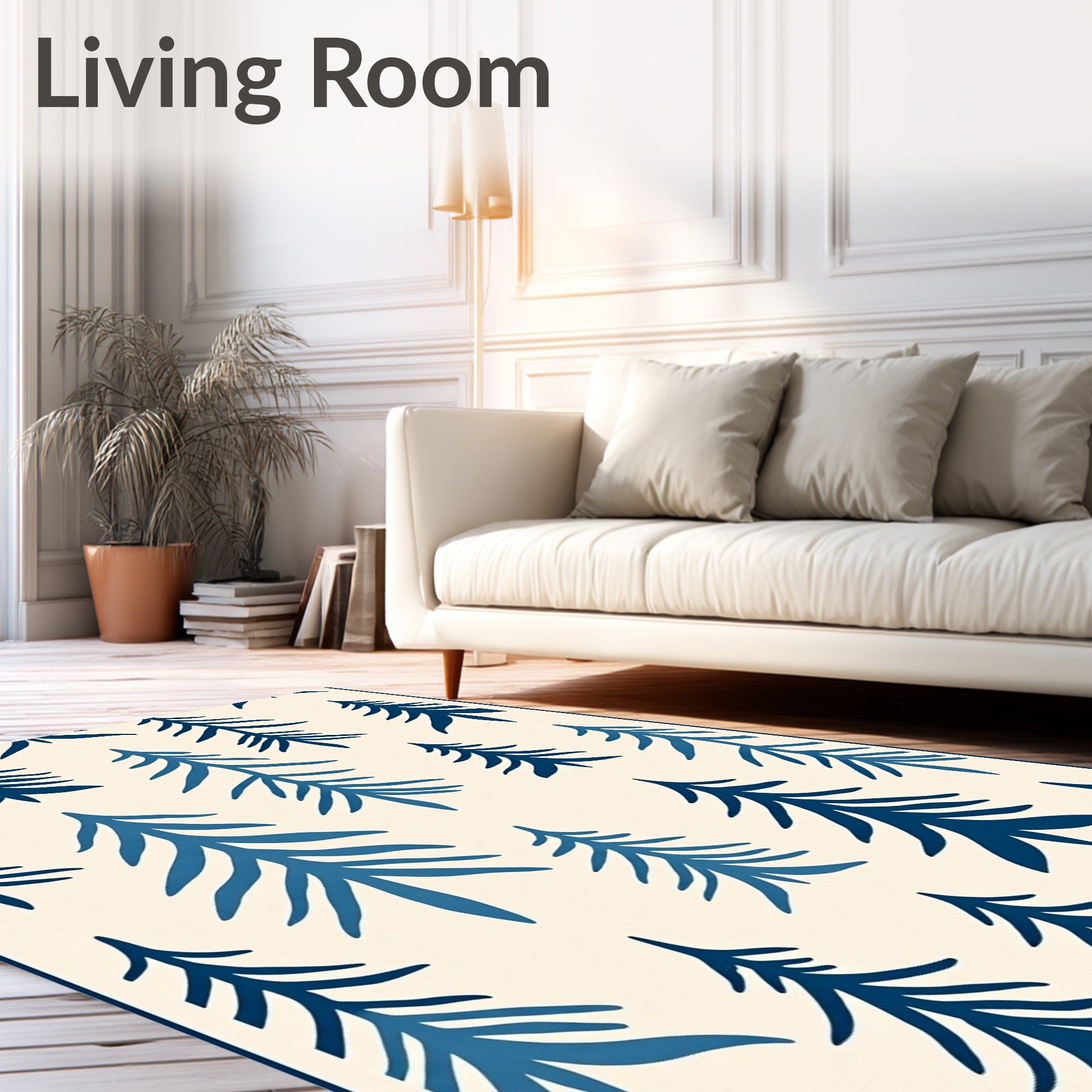Deep Blue Evergreen Forest Pattern Rug