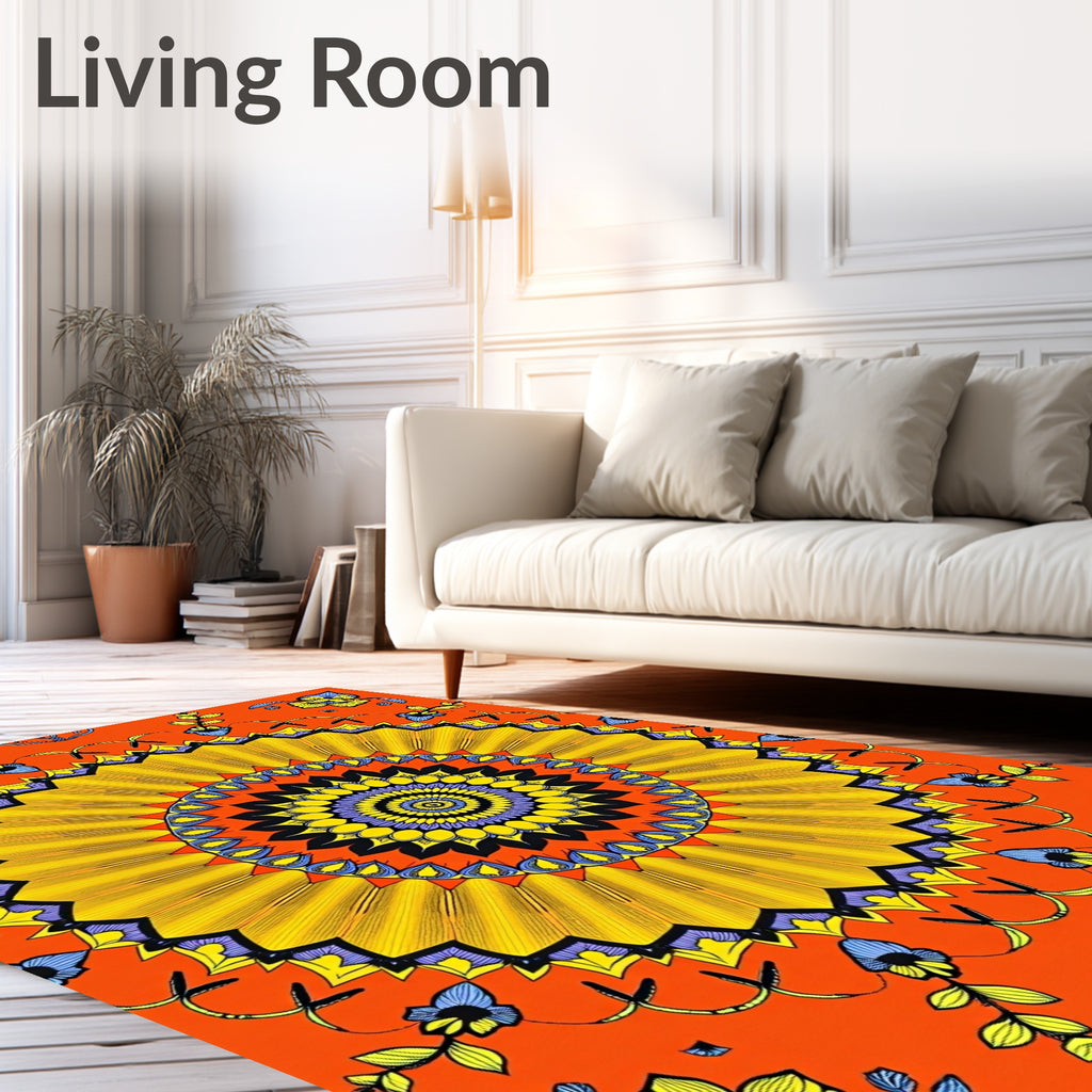 Vibrant Mandala Floral Sun Design Rug