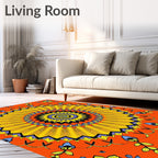 Vibrant Mandala Floral Sun Design Rug