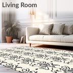 Abstract Black Cream Organic Stripes Rug