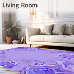 Ornate Abstract Violet Whimsical Design Rug