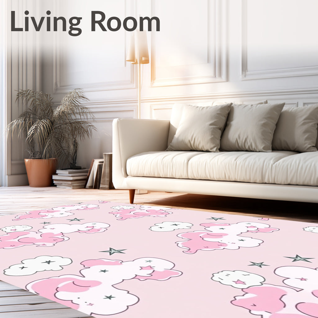 Pink Cloud And Star Pattern Rug