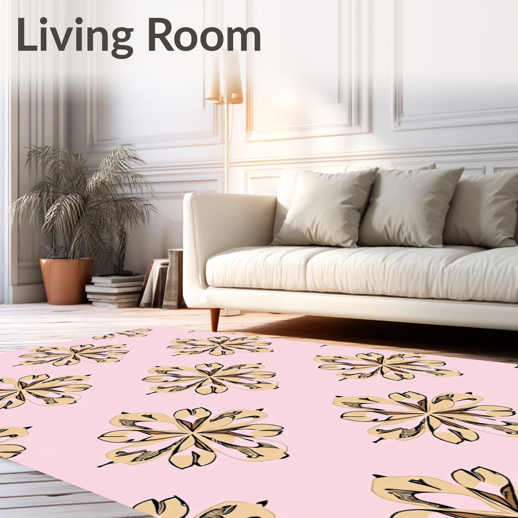Patterned Floral Beige Pink Design Rug