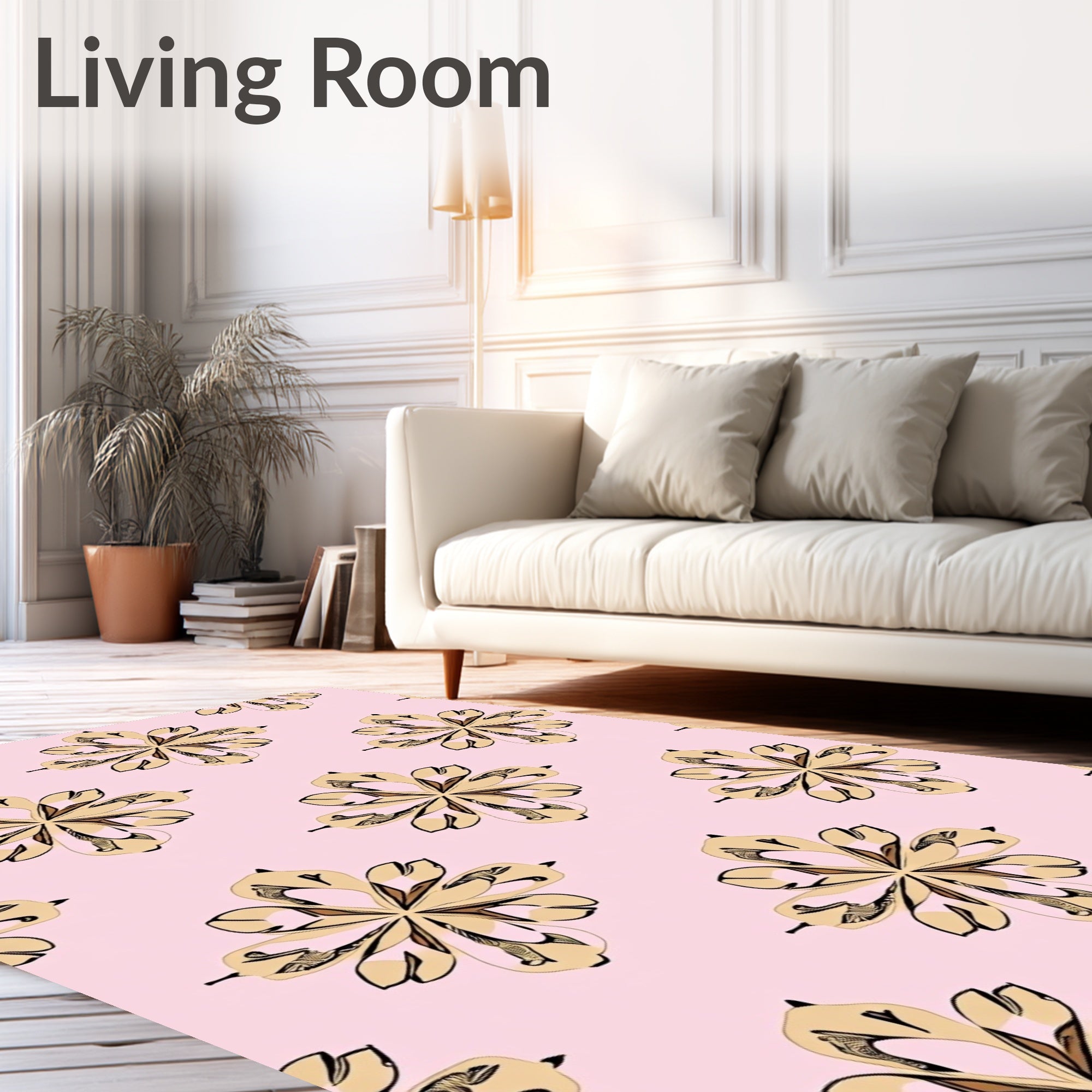 Patterned Floral Beige Pink Design Rug