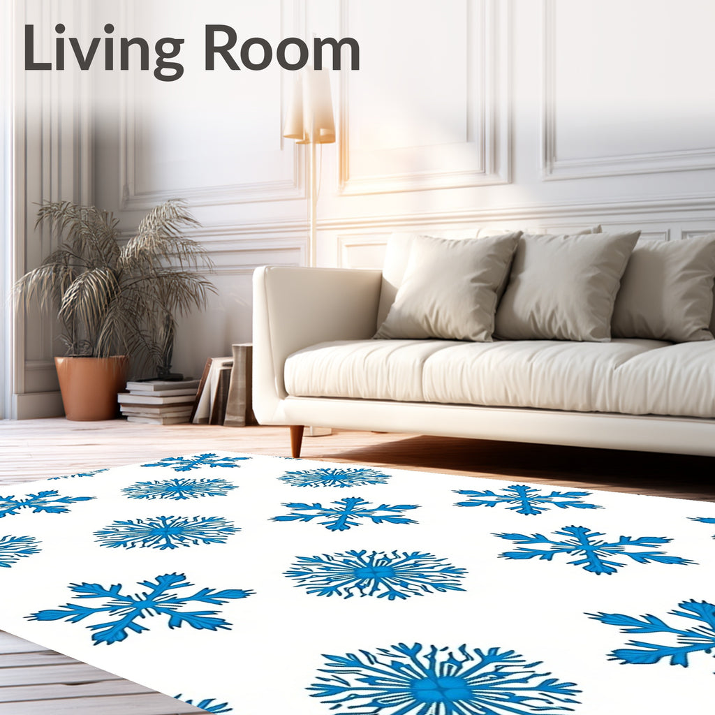 Blue Snowflake Scatter Rug