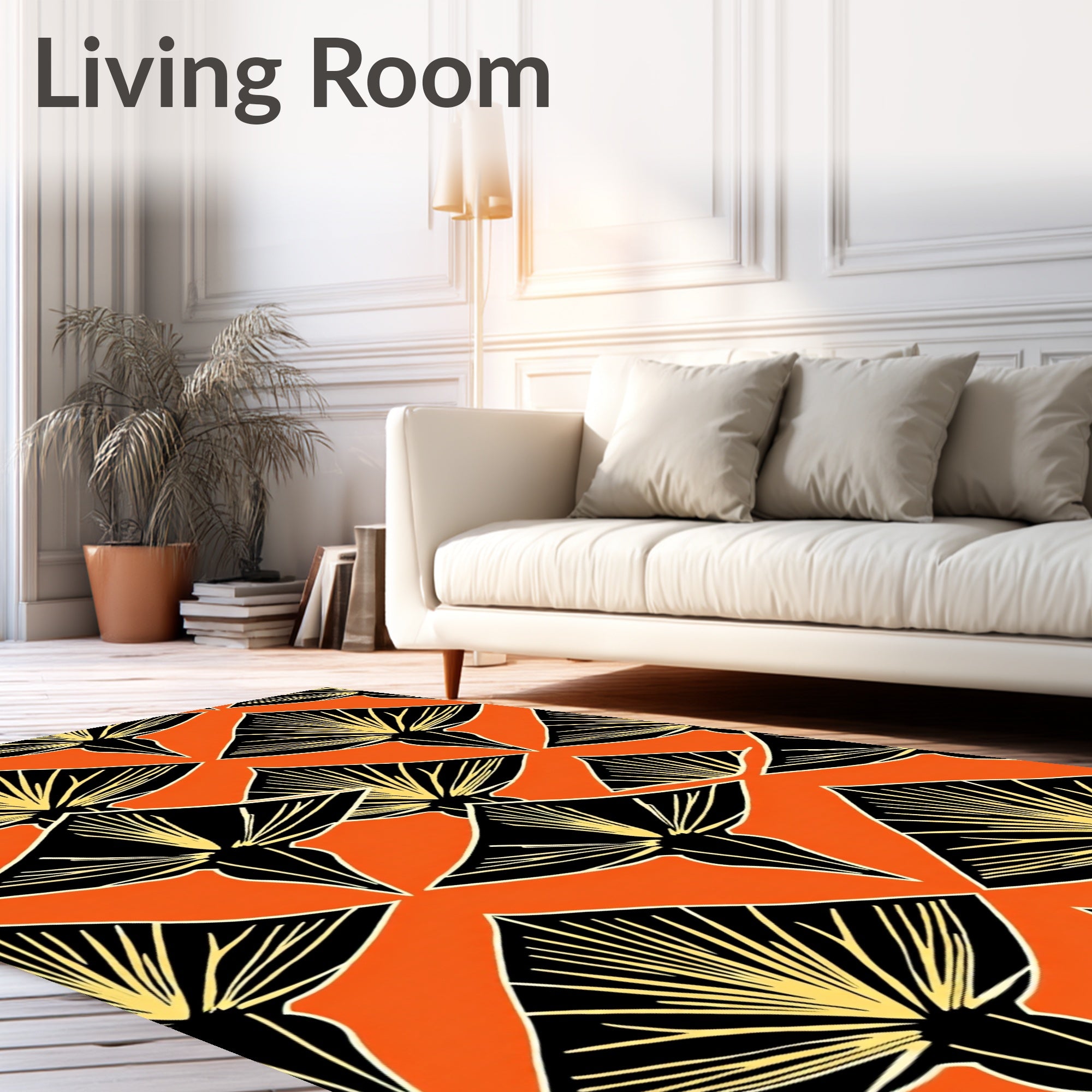 Abstract Fan Shaped Geometric Pattern Rug