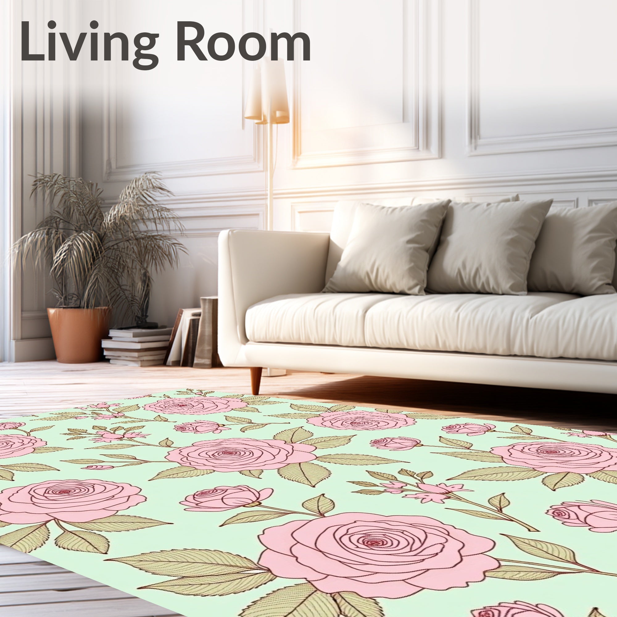 Charming Pink Floral Pattern Rug