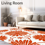 Orange Daisy Vine Print Rug