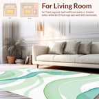 Aqua Green Watercolor Waves Design Rug