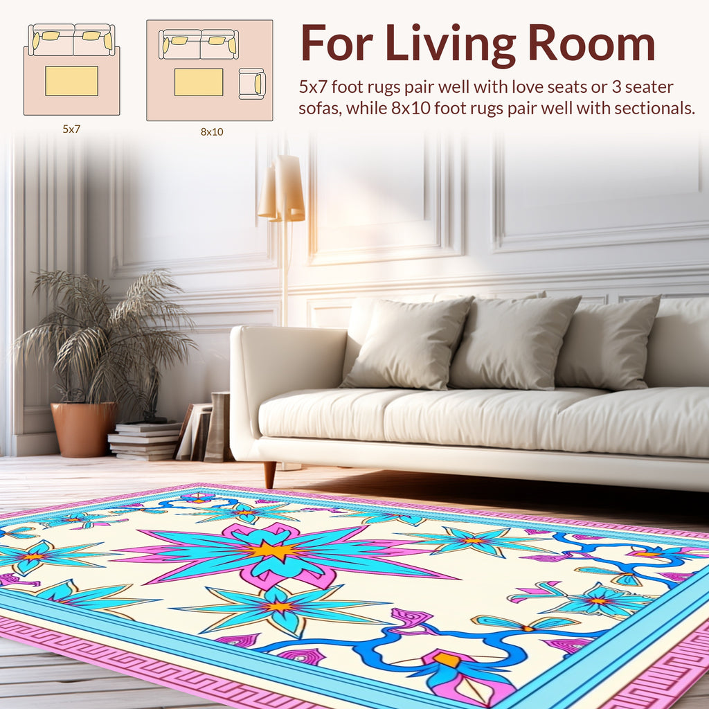 Abstract Floral Starburst Pattern Rug