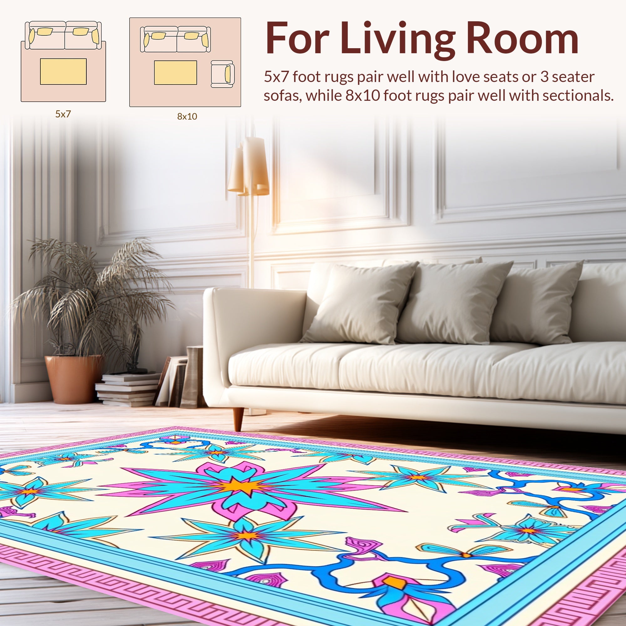 Abstract Floral Starburst Pattern Rug