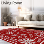 Festive Red Floral Pattern Rug