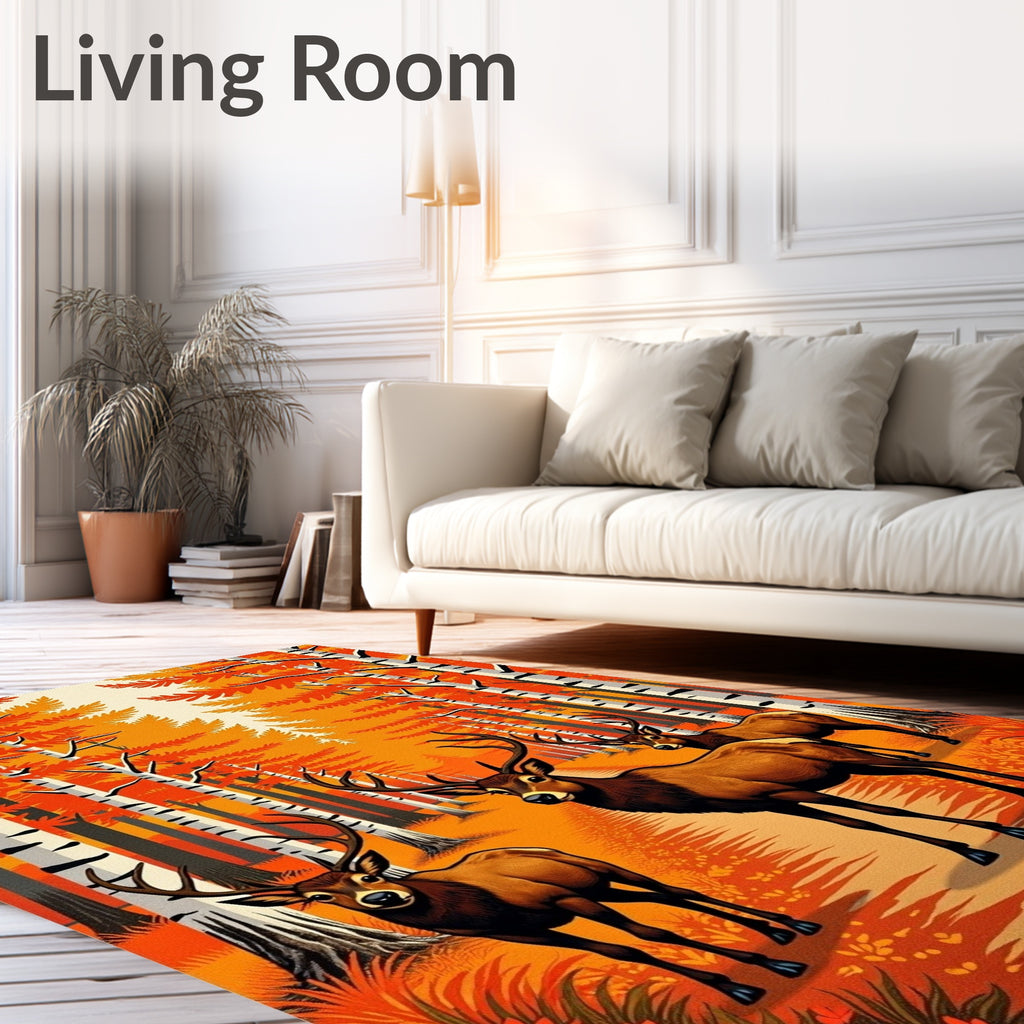Forest Elk Autumn Landscape Rug