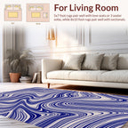Abstract Blue Gray Flowing Lines Rug