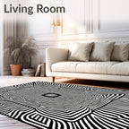 Optical Illusion Black White Stripe Rug