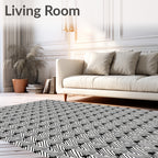 Abstract Geometric Black Stripes Rug