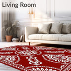 Ornamental Red White Folk Art Rug
