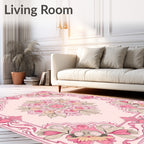 Pink Floral Mandala Frame Pattern Rug