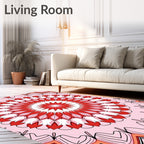 Radiant Red Mandala Pattern Rug