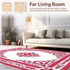 Classic Red Floral Border Pattern Rug