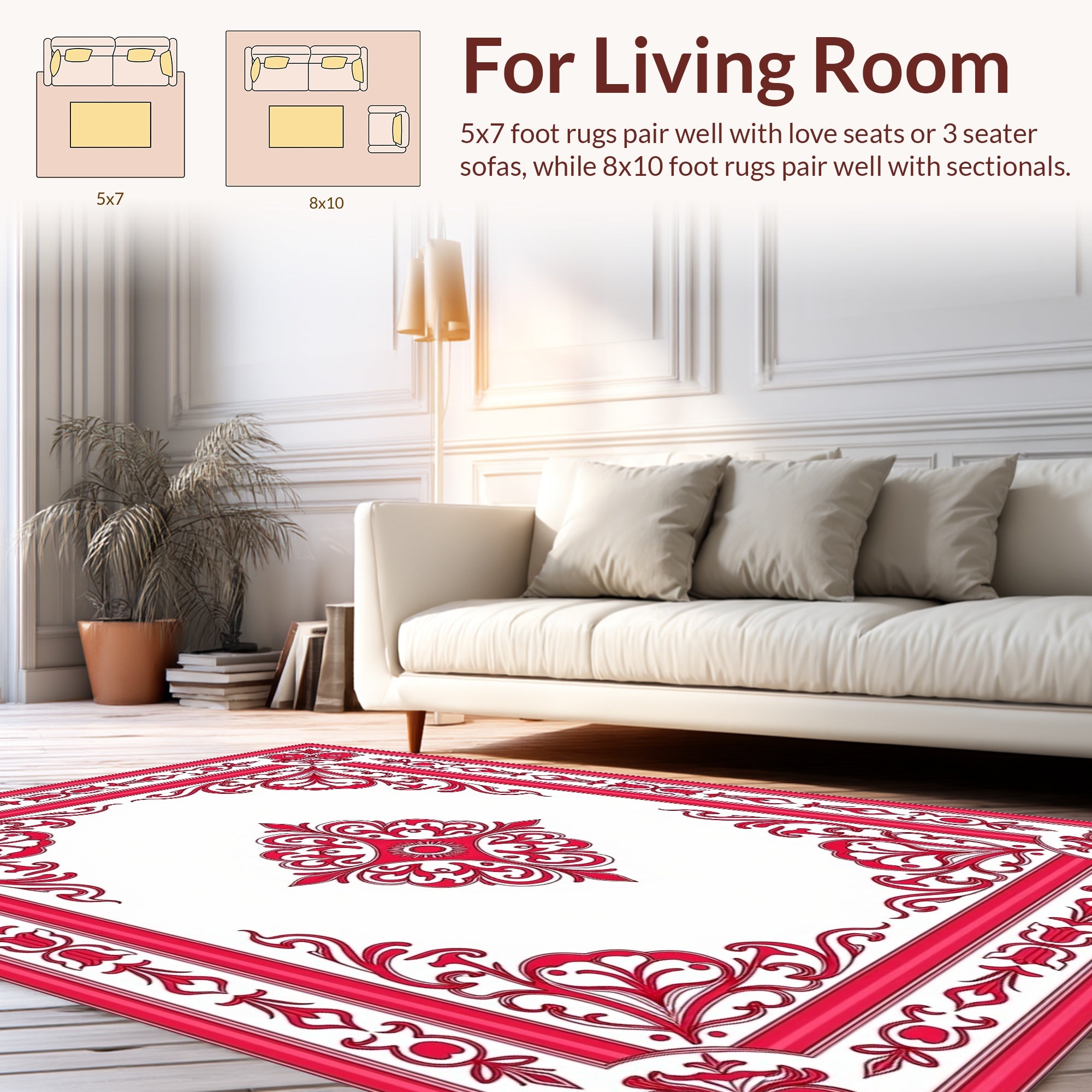 Classic Red Floral Border Pattern Rug