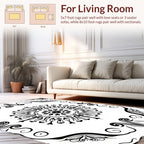 Bold Black Floral Mandala Design Rug