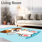 Cartoon Dog Paw Print Pattern Rug