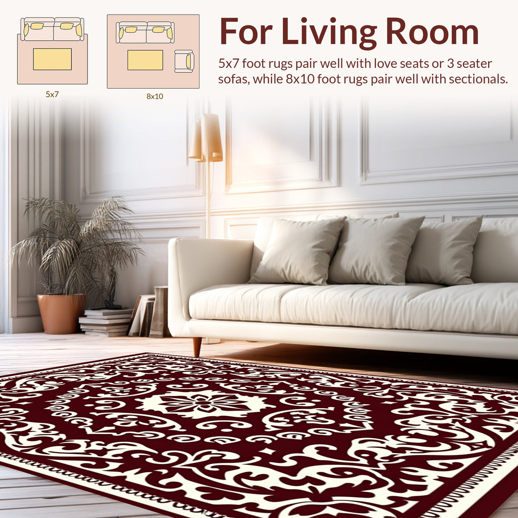 Ornate Swirls Floral Design Rug