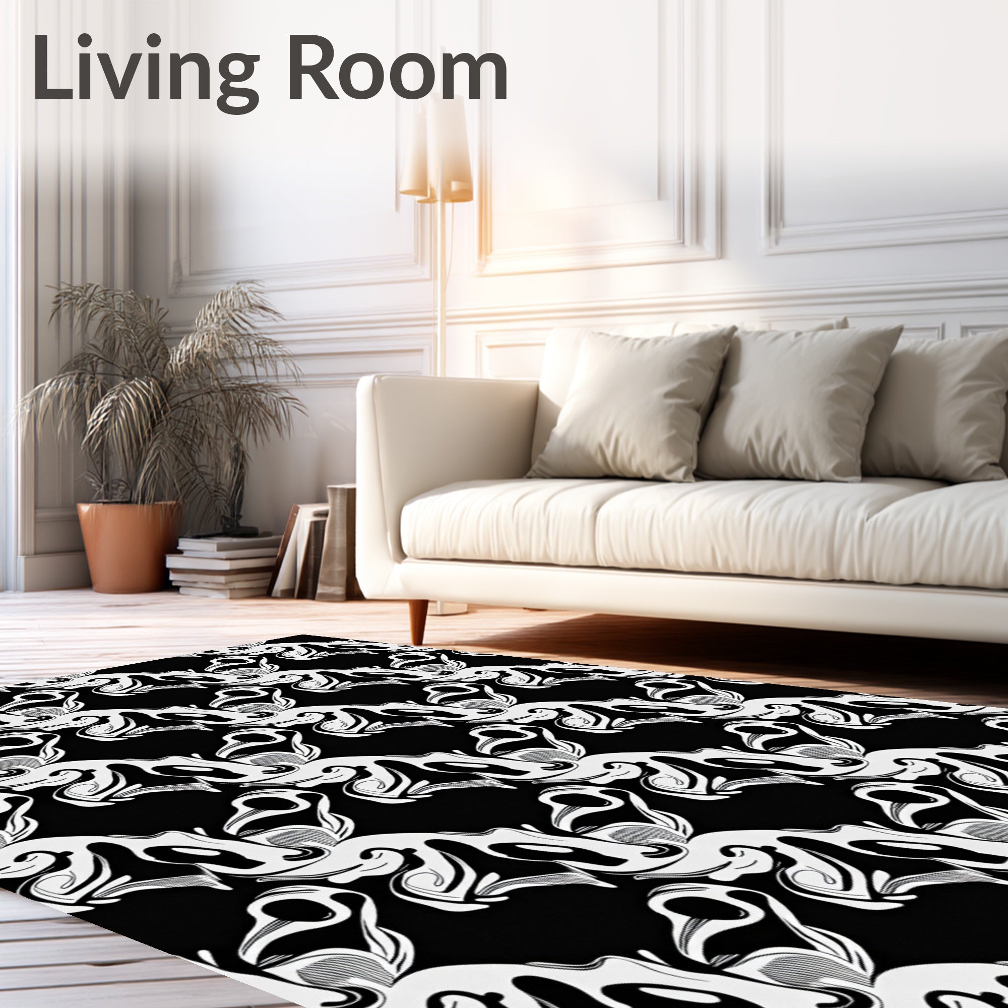 Abstract Black White Op Art Pattern Rug