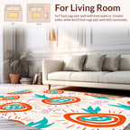 Whimsical Orange Teal Abstract Pattern Rug