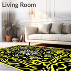 Bold Yellow Floral And Butterfly Pattern Rug