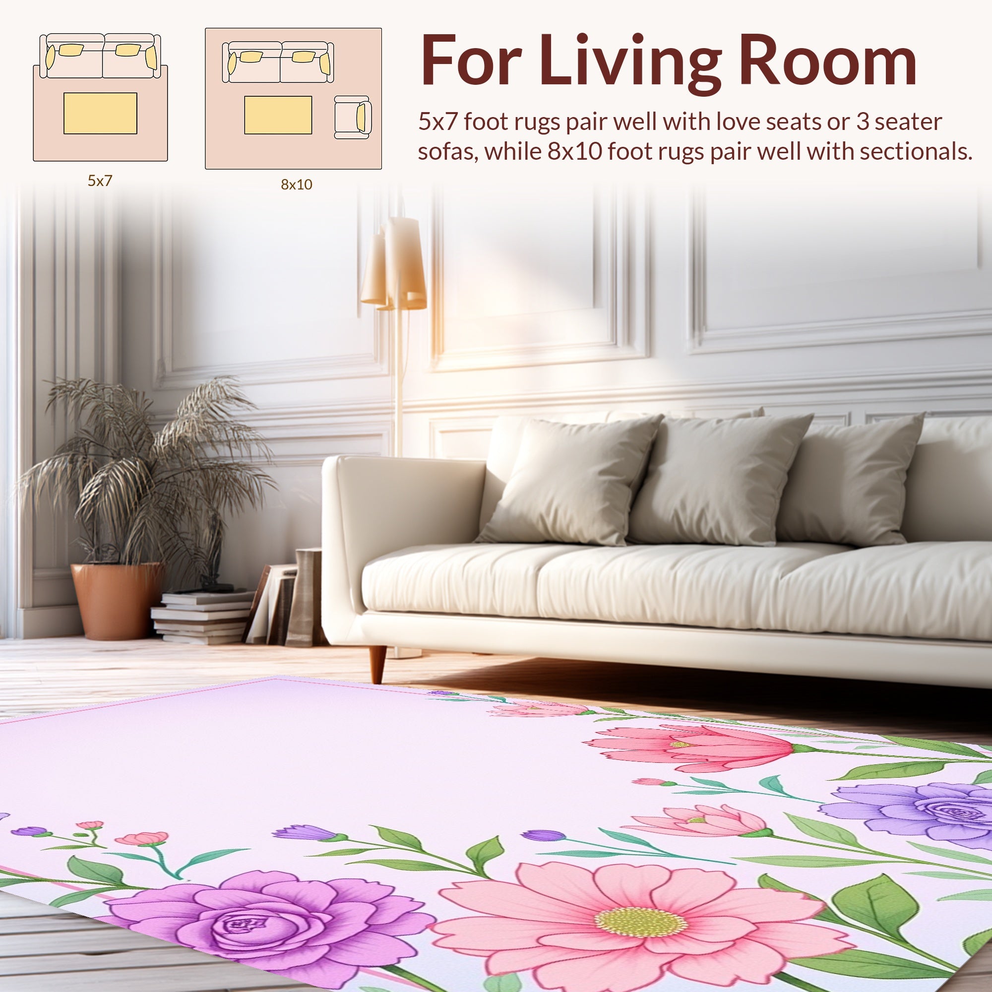 Pastel Floral Garden Pattern Rug