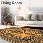 Ornate Yellow Blue Geometric Pattern Rug