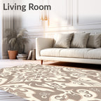 Classic Damask Inspired Floral Pattern Rug