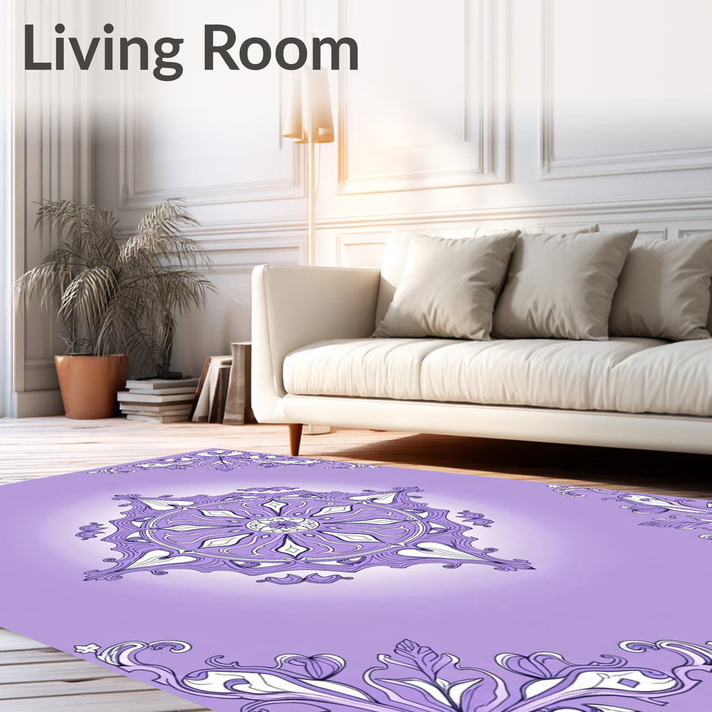 Mandala Pattern Floral Filigree Design Rug