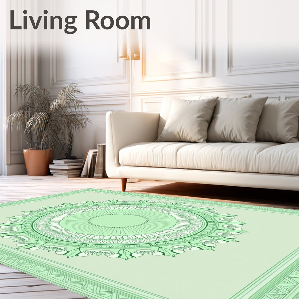 Mandala Floral Green Ornate Rug