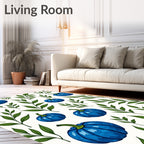 Blue Pumpkin Vine Pattern Rug
