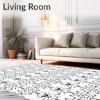 Intricate Black White Repeating Pattern Rug
