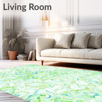 Abstract Green Whimsical Swirls Rug