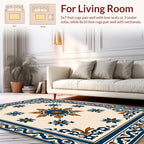 Classic Floral Blue and Gold Rug