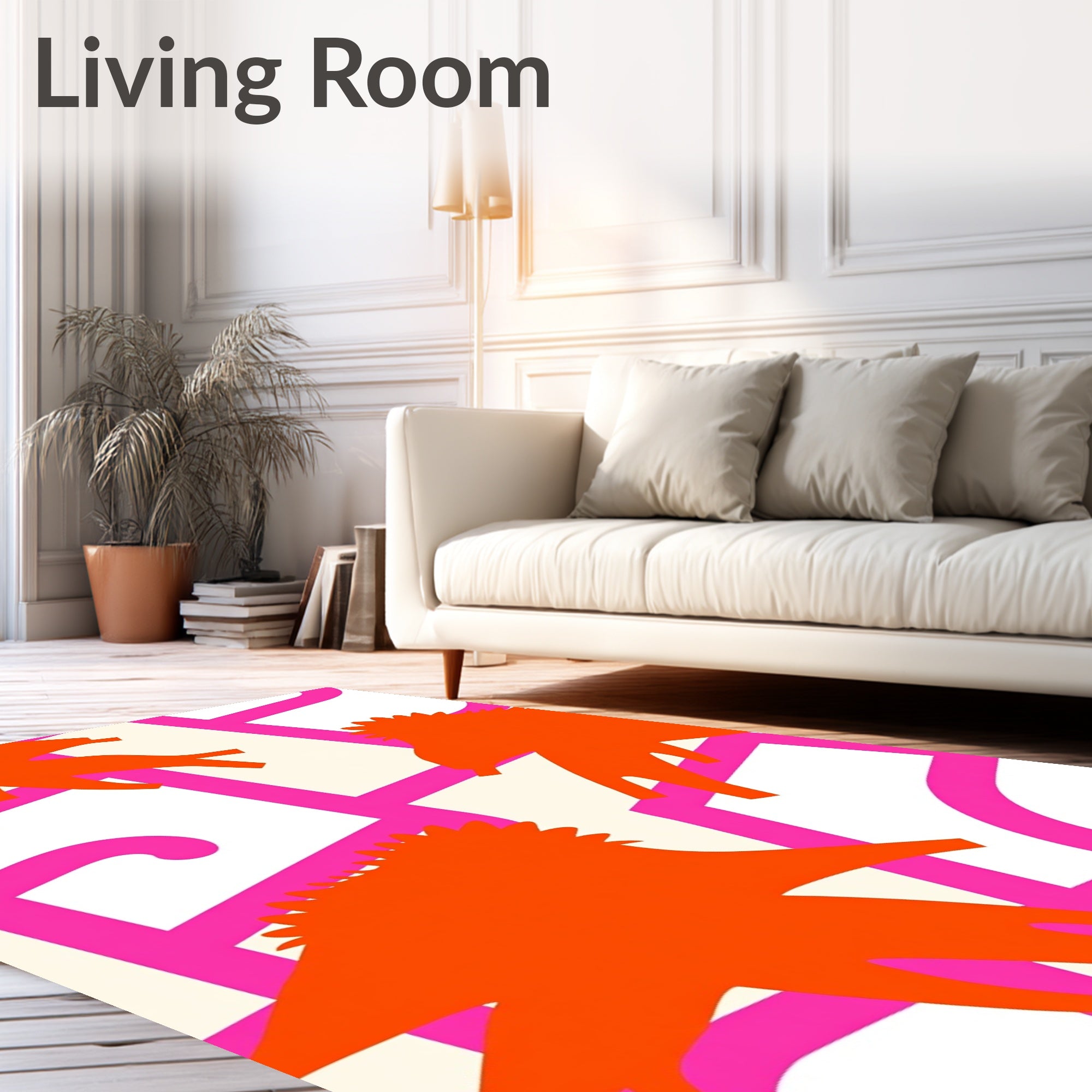 Bold Orange Star Abstract Design Rug
