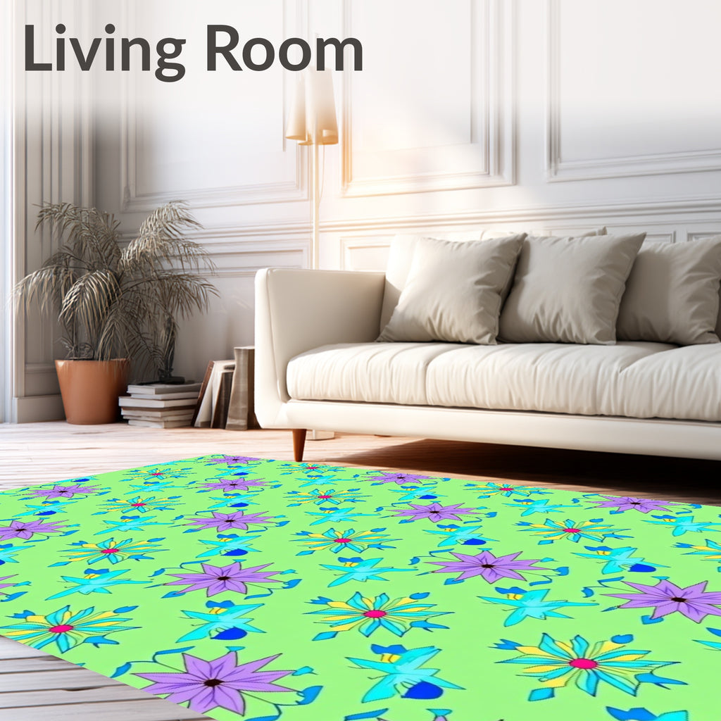 Floral Starburst Patterned Artwork Rug