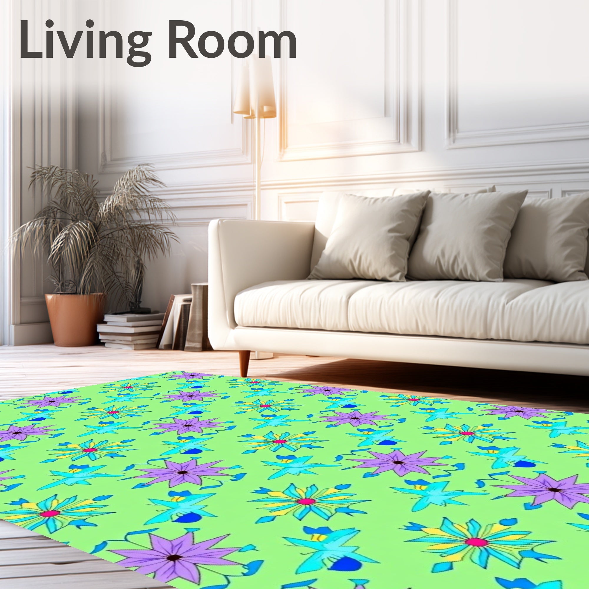 Floral Starburst Patterned Artwork Rug