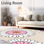 Pink Daisy Pattern Design Rug