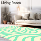 Aqua Stripe Flowing Waves Design Rug