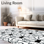 Monochrome Abstract Floral Pattern Rug