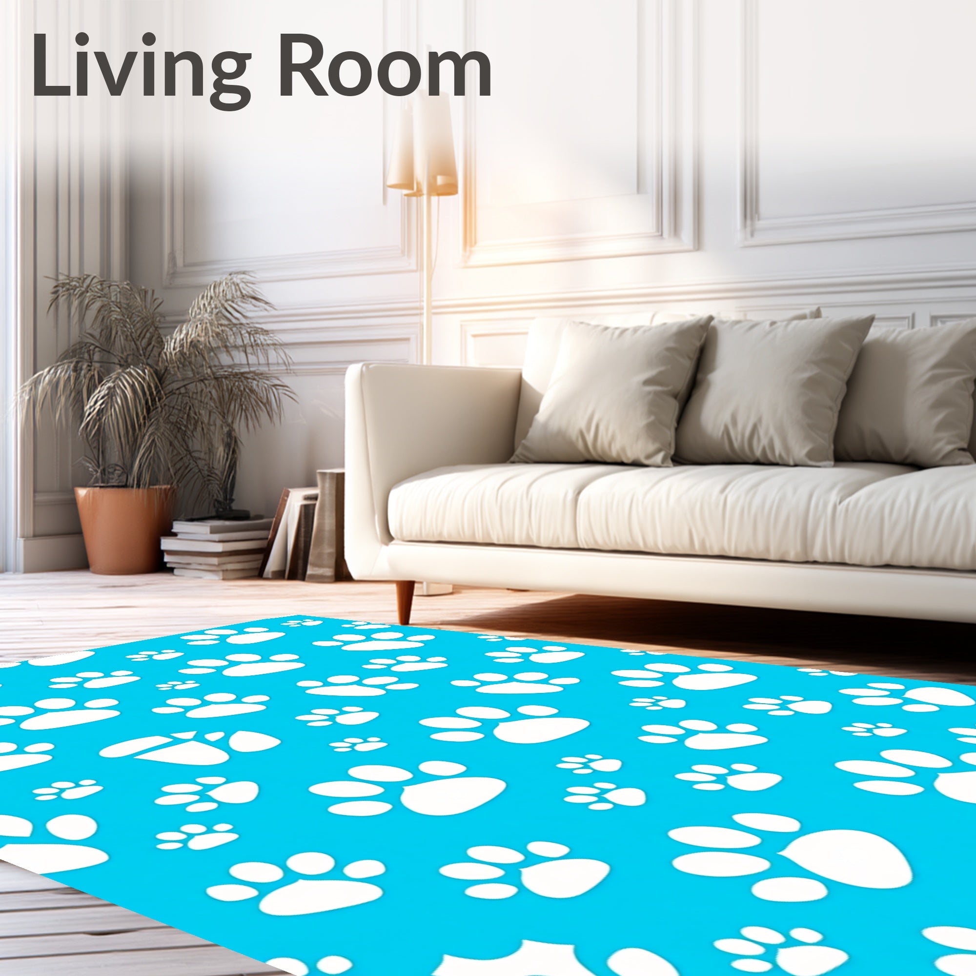 Charming White Paw Prints Pattern Rug